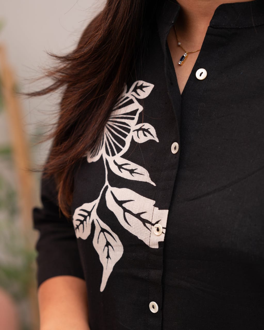 Women's Black Floral Print Kurta Pant Set